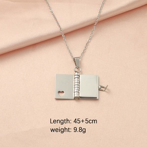 Personalized Custom Engraved Logo Stainless Steel Jewelry 3D Simulation Foldable Book Pendant <strong>Necklace</strong> for Couple - Product Image 6
