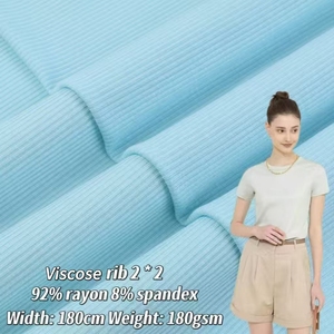 Các nhà sản xuất là bán 180gsm vải dệt kim với 92% <span class=keywords><strong>Viscose</strong></span> 8% spandex thoáng khí gân vải cho nhà mặc - Product Image 2