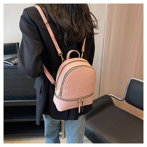 2025 Fashion <b>Ladies</b> Logo Pattern <b>Backpack</b> Pu Leather Zipper Closure Waterproof Shoulder <b>Bags</b> Classic Women <b>Backpack</b> - Product Image 3