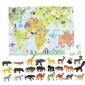 Puzzle de 180 pièces avec <span class=keywords><strong>carte</strong></span> <span class=keywords><strong>du</strong></span> <span class=keywords><strong>monde</strong></span> animale, jouet éducatif STEM pour enfants, <span class=keywords><strong>2022</strong></span> - Product Image 4