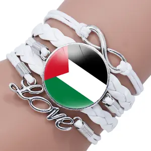 Bán Buôn Palestinian Cờ Mô Hình Thời Gian Đá Quý Bọc Vòng Đeo Tay Tình Yêu Vô Hạn Đa Hai Lớp Bện Vòng Đeo Tay