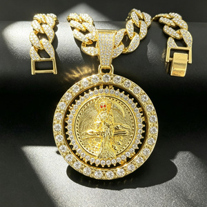 Collar con Colgante de <span class=keywords><strong>Dios</strong></span> de la Muerte Grande para Hombre, Cadena Cubana Estilo Hip Hop Punk y Colgante Giratorio de Aleación, Joyería - Product Image 5