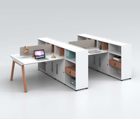 Station de travail exécutive moderne pour 2 personnes, ventilateur de refroidissement E1, support CPU, verrouillage par mot de passe, bord en PVC biseauté, pied en acier de 1,5 mm réglable