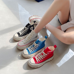 2025年夏新作レディースクラシックハイトップキャンバスシューズオールマッチ学生ランニングスニーカー高さ増加流行のおしゃれ - Product Image 3