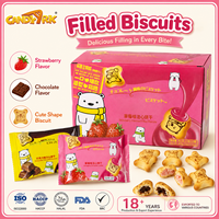 Biscuits fourrés en gros, saveur fraise-chocolat, biscuits fourrés à la crème, biscuits en forme mignonne, snacks, fournisseur OEM