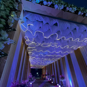 Ceiling <strong>Decorative</strong> Wedding <strong>Party</strong> Event Props S Shape Waves Drapery Led Light Strips Fabric Lights Drape <strong>Hanging</strong> Lighting