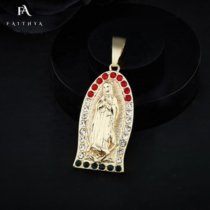 Colgante de Oro de 18K con moissanita de Guadalupe, joyería religiosa, colgante de <span class=keywords><strong>la</strong></span> Virgen María, FP1082, 2022 - Product Image 5