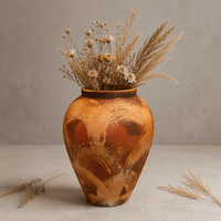 Vase en céramique vintage ARM LVG Wabi-Sabi pour la décoration intérieure, pot en poterie rustique à motifs abstraits, pot en grès fait main, récipient floral