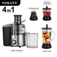 Mixeur multifonction 4 en 1 en acier inoxydable avec gobelet de qualité alimentaire, indicateur LED, presse-agrumes, moulin à épices, blender SK-4009