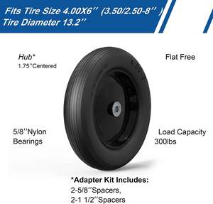HKT1304 Pneus de brouette 16 pouces 5/<span class=keywords><strong>8</strong></span> "ou 3/4" Roulements Remplacement de pneu en caoutchouc solide 4.00-<span class=keywords><strong>8</strong></span> Pneu de brouette sans plat - Product Image 2