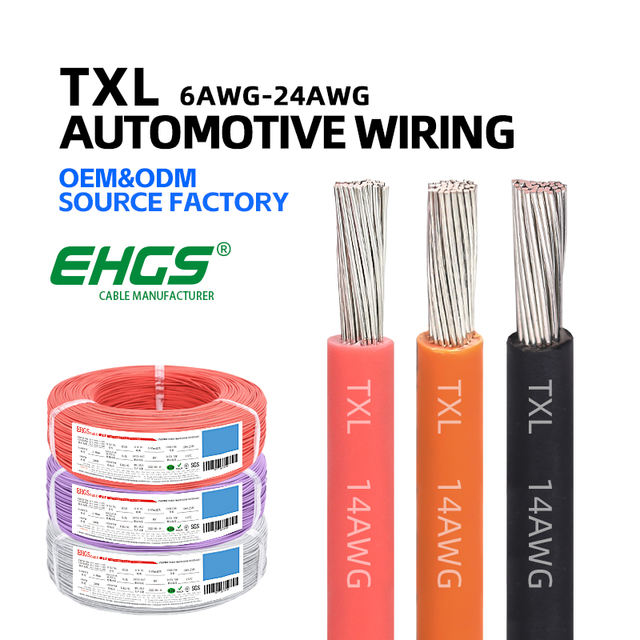 EHGS TXL Automotive Tinned Copper XLPE Insulated Thin Wall Flexible Wire for Vehicle Battery Engine Harness Power Heating