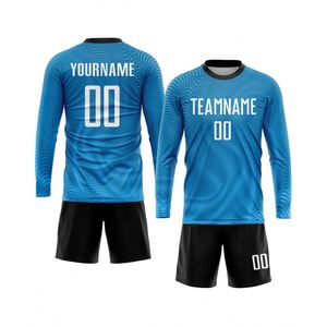 Long Sleeve Soccer Football Jersey Set Breathable Lightweight Performance Match Training Uniform Shirt and Shorts for Men Youth - Product Image 1