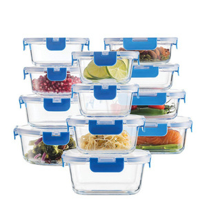 Caja de conservación de vidrio <span class=keywords><strong>Rectangular</strong></span> de grado alimenticio, cuenco de almuerzo con calefacción de microondas sellado especial, tapa Compatible con refrigerador, cocina - Product Image 2