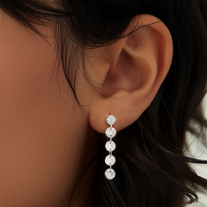 Boucles d'oreilles pendantes longues en argent S925 avec cristaux de zircon pour femmes - Product Image 6