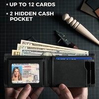 Portefeuille intelligent pour hommes de haute qualité en cuir véritable peau de cheval fou avec fermeture ouverte porte-carte RFID court et portefeuille GPS