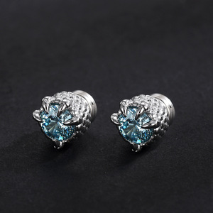 Clip-on Earrings Maldives Blue Dragon Claw Freshwater Blue Magnetic Ear Cartilage Clip Design Geometric Tibetan Silver Party - Product Image 2