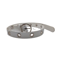Ceinture pour femme de haute qualité avec œillets dorés, décorations métalliques, design ajouré, style décontracté et professionnel, en cuir PU, longueur personnalisable, tendance