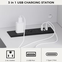 Bureau d'ordinateur moderne et durable en chêne blanc avec éclairage LED, tiroirs cannelés, idéal pour le bureau à domicile, le salon, l'appartement et les petits espaces