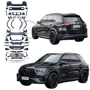 Pare-chocs pour <span class=keywords><strong>Benz</strong></span> 2020-2025 <span class=keywords><strong>GLE</strong></span> W167 Upgrade 2024 GLE53 AMG Kit de carrosserie Pare-chocs avant GT Grille Diffuseur avec échappement Fender Flare - Product Image 1