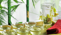 Petite carafe à thé Gongfu à double poignée stockée en vente en gros avec infuseur en verre pour théière