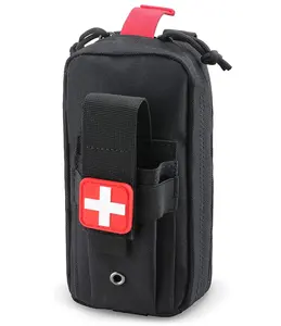 Black Molle Rip-away EMT Travel Size Tactical Medical Pouch First Aid Organizer Trauma Med Kit Bag