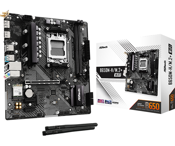 B650M-H/M.2+ WiFi Motherboard Dual Band Supports Socket AM5 2 X DDR5 DIMMs 4 SATA3 Max 128G PCIe 4.0