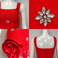Haute qualité Sexy Mini robe à volants cristal strass femmes fleurs robes d'anniversaire mode robe de pansement