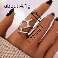 Kadınlar için Soyut Ajurlu Yüzük, 22mm, Altın Kaplama Alaşım Fütüristik Geometrik, Beyaz Altın ve Altın