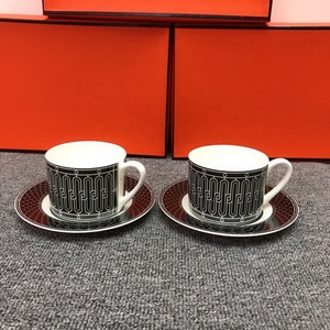 New Product 2 Cups Ceramic Nordic Black and White Luxury <b>Coffee</b> <b>Sets</b> Living Room <b>Sets</b> Porcelain Tea Cups and Saucers - Product Image 2
