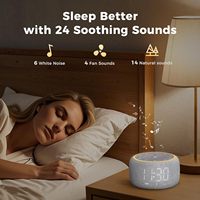 Réveil numérique stéréo 5W à intensité réglable automatiquement avec machine à bruit blanc et 24 sons de sommeil, design moderne pour bureau
