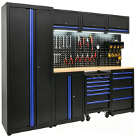 Sistema de Almacenamiento para Taller y Garaje de 8 Módulos, Gabinete para Herramientas con LED y Juego Completo de Herramientas