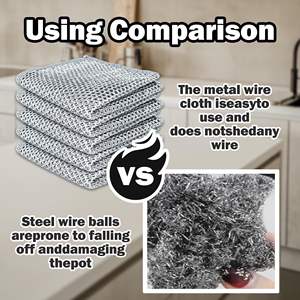10 पीसी डबल-लेयर गैर खरोंच तार डिशटाट बहुउद्देशीय तार चमत्कार कपड़े धोने के लिए सूखे गीले सफाई धातु पकवान कपड़े - Product Image 4