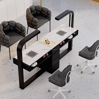 Table de manucure élégante, élégante, chic, minimaliste, avec bureau en marbre, pour salon de beauté, ongles