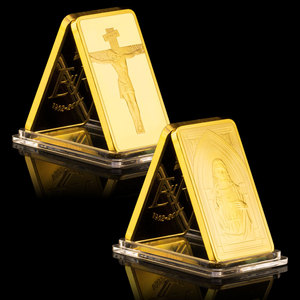 Hot Sale Jesus Ten <strong>Commandments</strong> Gold Plated Cross Bar Souvenir Easter Religious Collectible Commemorative Bullion - Product Image 1