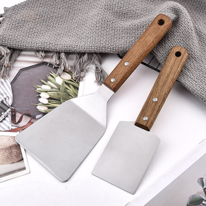 Wholesale SUS430 <strong>Accessories</strong> Stainless Steel <strong>Kitchen</strong> <strong>Grey</strong> Wooden Handle Spatula Cake Cooking Spatula with Hanging Wooden Handle - Product Image 3