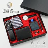 Coffret Cadeau d'Accessoires Premium pour Hommes avec Marquage Personnalisé – 7 Pièces en Cuir Pleine Fleur (Montre, Portefeuille, Ceinture) pour la Reconnaissance des Employés