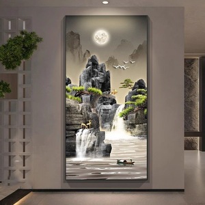 Pintura Decorativa de Paisaje en Lienzo con Cristal LED de Alta Calidad de Jinshan, con Base de Porcelana, para Sala de Estar, Pasillo, Dormitorio, Hecha a Mano - Product Image 3