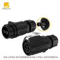 Connecteur d'aviation LP16 Power 2 à 3 broches en plastique PBT avec vis de verrouillage de pôle, étanche IP68, 2m, 20A 400V, avec raccord en alliage de cuivre