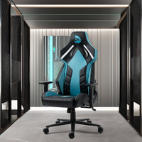 Chaise de jeu en cuir PU à ajustement ergonomique électrique bleu Design large Unique bureau à domicile pliable Massage compétition chinois
