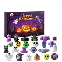 Calendrier de l'Avent d'Halloween : Coffret Surprise de Jouets Squishy à Remontée Lente, Jouets Sensoriels Anti-Stress Citrouille et Araignée