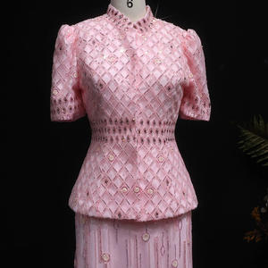 فستان سهرة فاخر من قطعتين باللون الوردي ومرصع بالكريستال على الطراز الدبوي، فستان طويل لحفلات الزفاف والحفلات الراقصة Lsz546 - Product Image 4