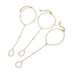 Bracelet vintage personnalisé en métal et bracelet de cheville doré - Ensemble de 5 bijoux de mode exquis pour femme - Product Image 4
