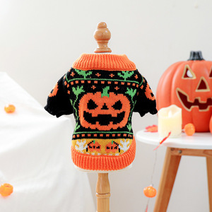 Manteau pour animaux de compagnie automne-hiver 2025 pour chiens et chats, pull déguisement citrouille d'Halloween, motif imprimé <span class=keywords><strong>bambou</strong></span> pour accessoires de Noël - Product Image 5