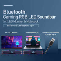Barre de son portable 3D Surround Sound RGB sans fil Bluetooth avec caisson de basses pour PC, ordinateur, téléphone portable, jeux