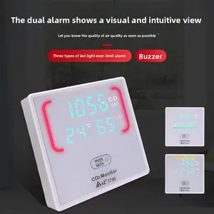 Détecteur de dioxyde de carbone mural HEDAO AZ7730 Taiwan Hengxin, alarme CO2, surveillance de la température et de l'humidité, qualité de l'air nocive - Product Image 2