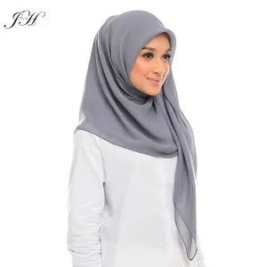 Foulard carré en mousseline de soie pour femme, musulman, modeste, foulard pour la tête, Turban malaisien, hijab, Bandana solide