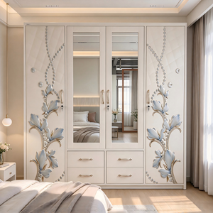 <span class=keywords><strong>Armadio</strong></span> in acciaio bianco con ante a battente, mobile contenitore in metallo per <span class=keywords><strong>camera</strong></span> da letto con cassetti e specchio floreale - <span class=keywords><strong>armadio</strong></span> <span class=keywords><strong>camera</strong></span> da letto - Product Image 1