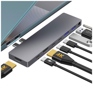 Base de Conexión USB-C Forida HYD-9848T de Aleación de Aluminio con 8 Puertos USB 3.1, Doble Salida 4K y Conector de Audio de 3.5mm para <span class=keywords><strong>Smartphone</strong></span> - Product Image 1