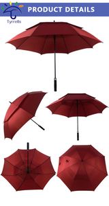 Parapluie de golf personnalisé de 56 pouces à ouverture automatique avec double auvent, protection contre le vent et le soleil pour adultes - Product Image 2