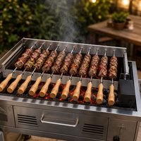 Grille de barbecue en acier inoxydable de qualité alimentaire avec moteur inclus, brochettes rotatives pour chariot et barbecue au charbon de bois